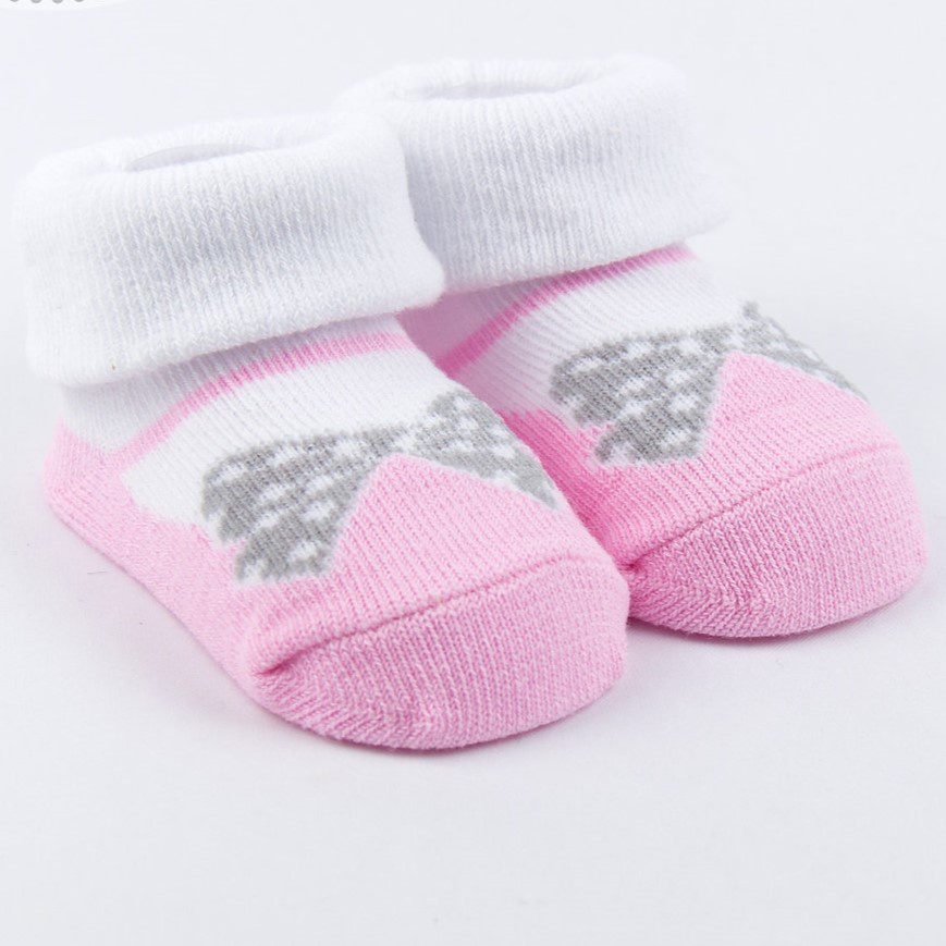 Hộp Tất cho bé sơ sinh hộp đơn màu hồng trắng Mother's Choice - chất liệu co giãn, mềm mại cho bé size 0-6M IT11575