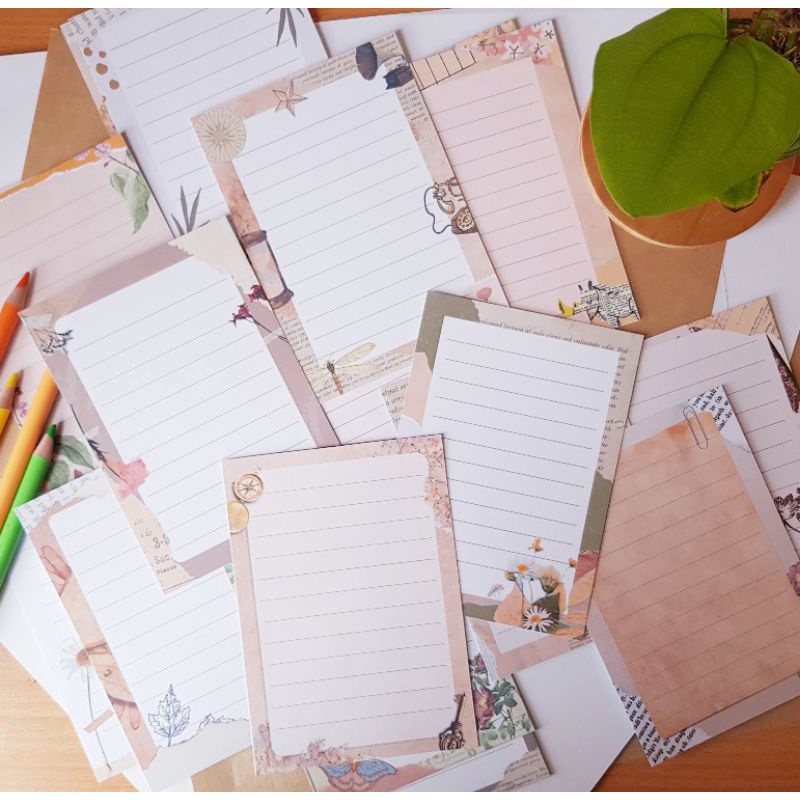 LETTER PAPERS_Set 20 giấy viết thư mini nền họa tiết vintage (handmade)