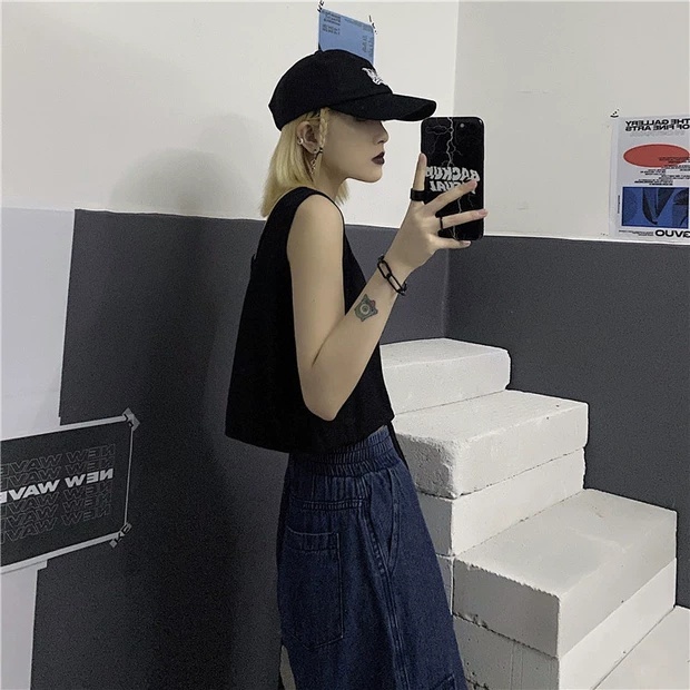 Áo ba lỗ nữ dây rút eo HAGA áo sát nách nữ croptop cột dây eo basic cá tính ABLBE16 | BigBuy360 - bigbuy360.vn