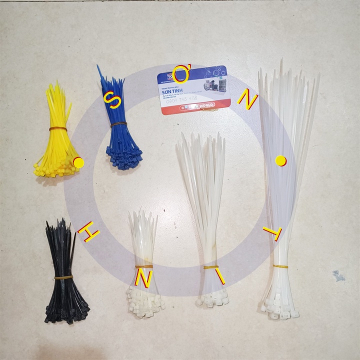 Dây rút 10 sợi ( 100 - 200 - 300mm ) màu trắng , đen , xanh , vàng