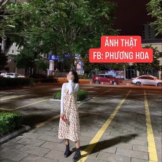 Váy hai dây nữ hoa nhí hàng quảng châu loại 1 chất nhung tăm dáng suông có ảnh thật VHD01 | BigBuy360 - bigbuy360.vn