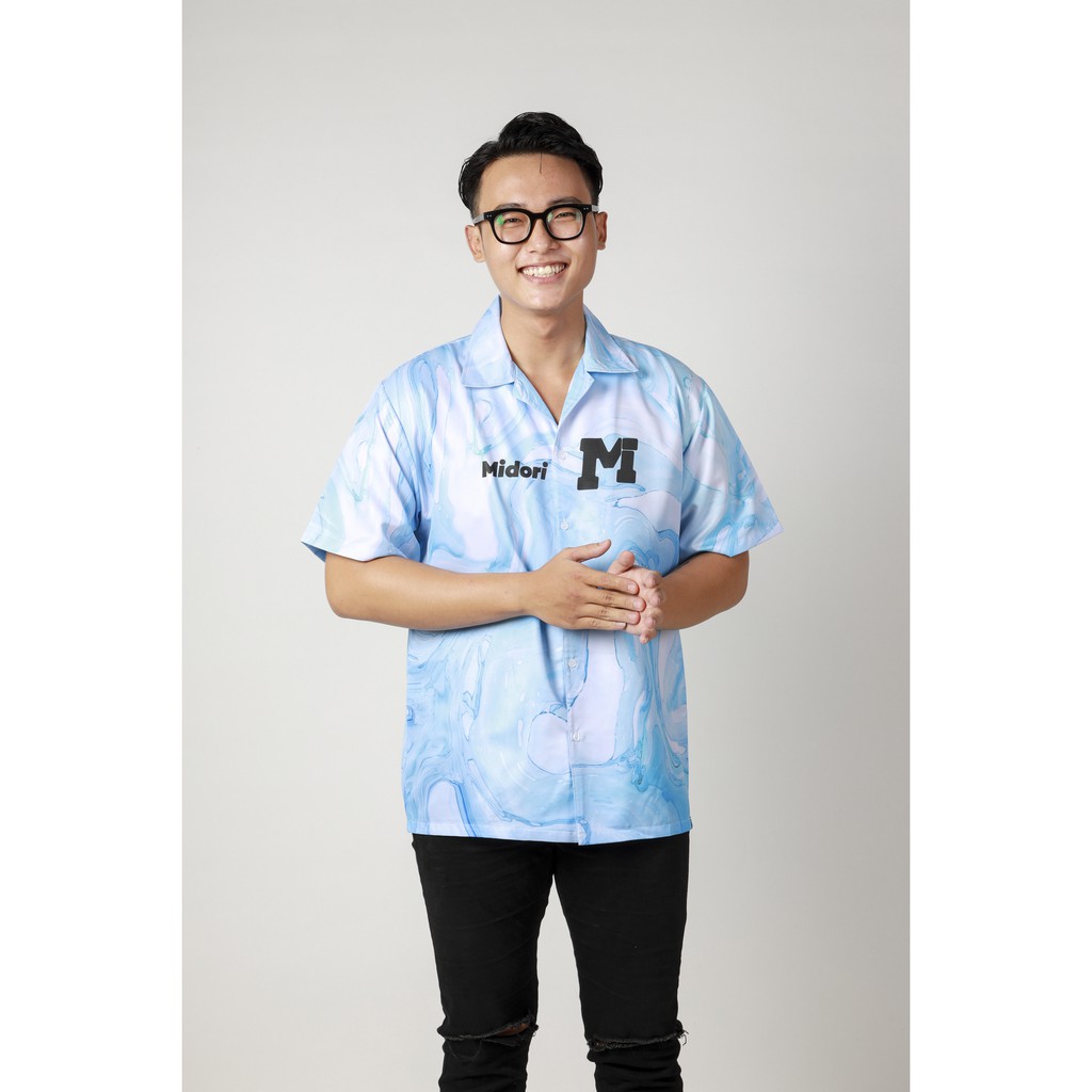 Áo Sơ Mi nam nữ Hoạ Tiết Tay Ngắn Cổ Vest Uniex Thời Trang Vải Lụa Local Brand M Studio