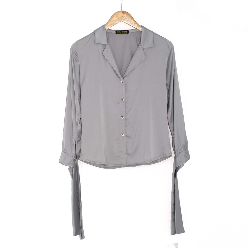 Áo sơ mi nữ dài tay lụa satin mềm mịn onesize dưới 55kg