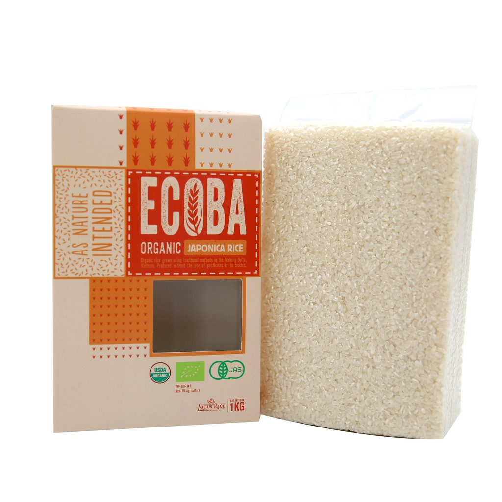 Gạo Nhật hữu cơ 1kg/ ECOBA Sakura - Combo 3 hộp (tổng 3kg)