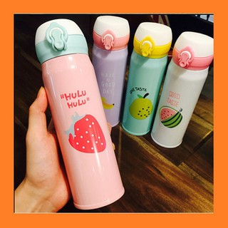 ( ĐƯỢC CHỌN MẪU ) BÌNH NƯỚC GIỮ NHIỆT NẮP BẬT HOẠT HÌNH CUTE DUNG TÍCH 500ML