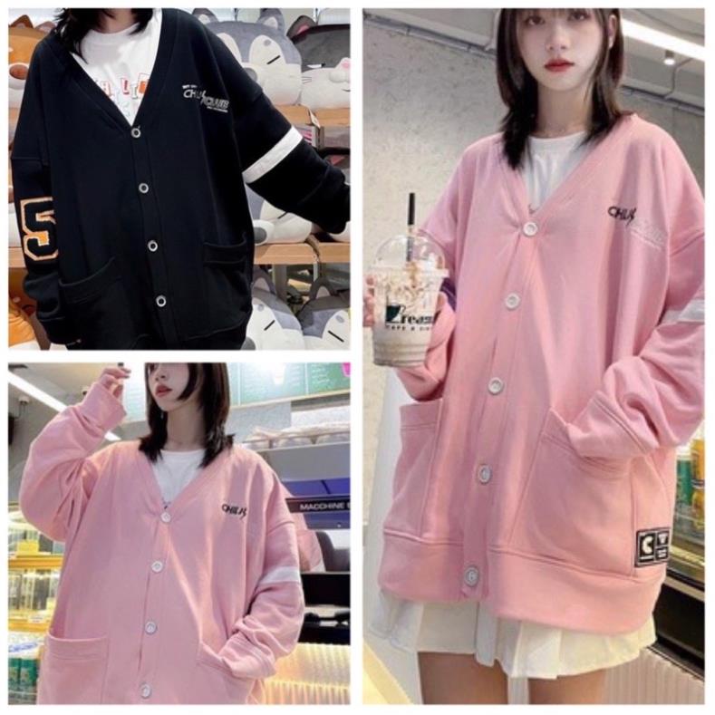 Áo Khoác Cardigan CHILICLUP Unisex Nam Nữ 2 Màu Form Rộng Chất Dầy Dặn( Hàng Sẵn)