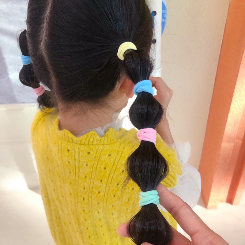 Set 100 Dây Buộc Tóc Nylon Co Giãn 2cm Màu Sắc Ngọt Ngào Phong Cách Công Chúa Cho Bé Gái