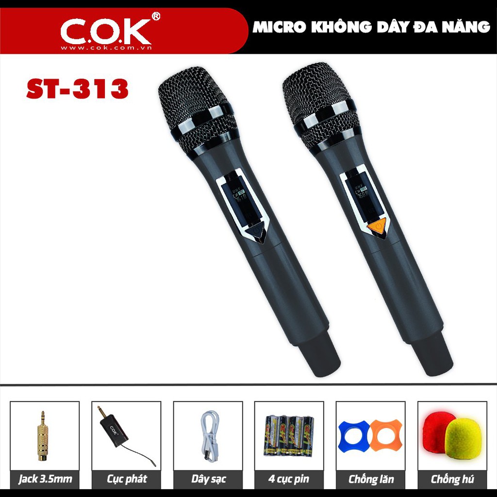 Micro không dây COK ST-313 - Bảo hành 12 tháng - 1 đổi 1 trong vòng 7 ngày