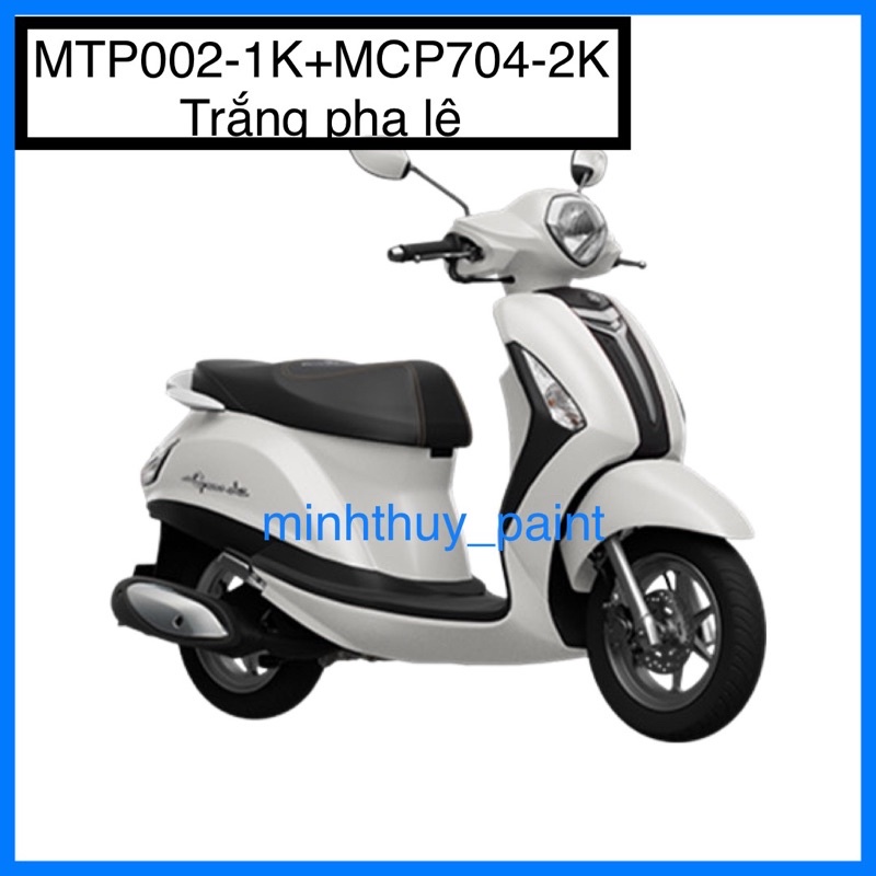 Sơn xe máy Yamaha Grande màu Trắng pha lê MTP002-1K và MCP704-2K Ultra Motorcycle Colors