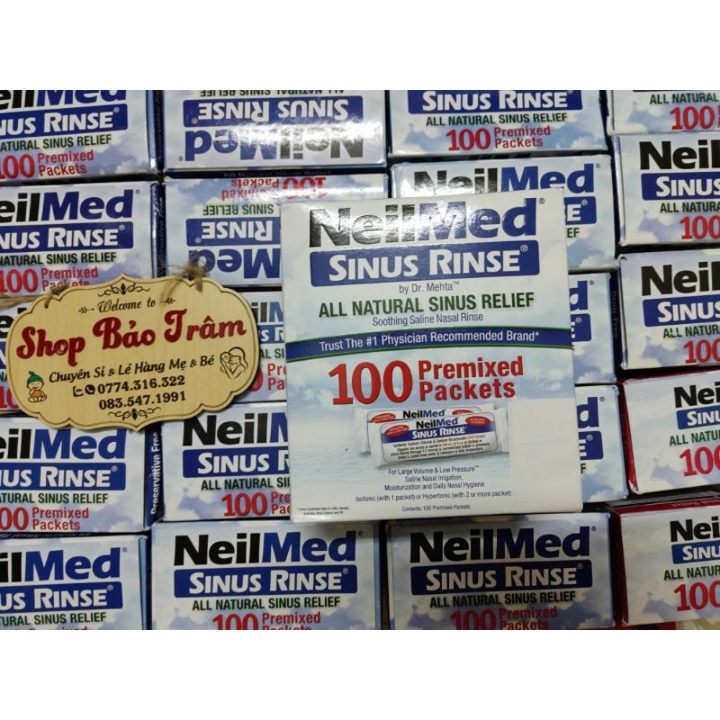 Muối rửa mũi neilmed 100 gói nguyên hộp (k kèm bình)