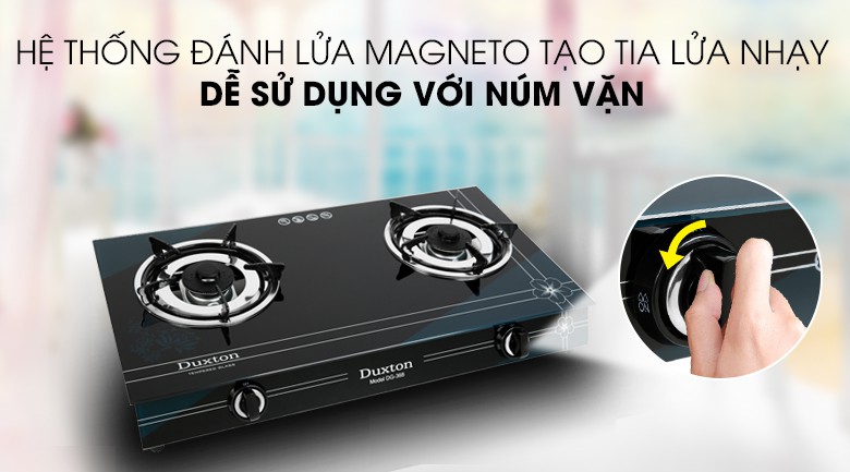 Bếp gas đôi Duxton DG-368+ Mặt bếp bằng kính cường lực cao cấp, clửa Magneto tạo