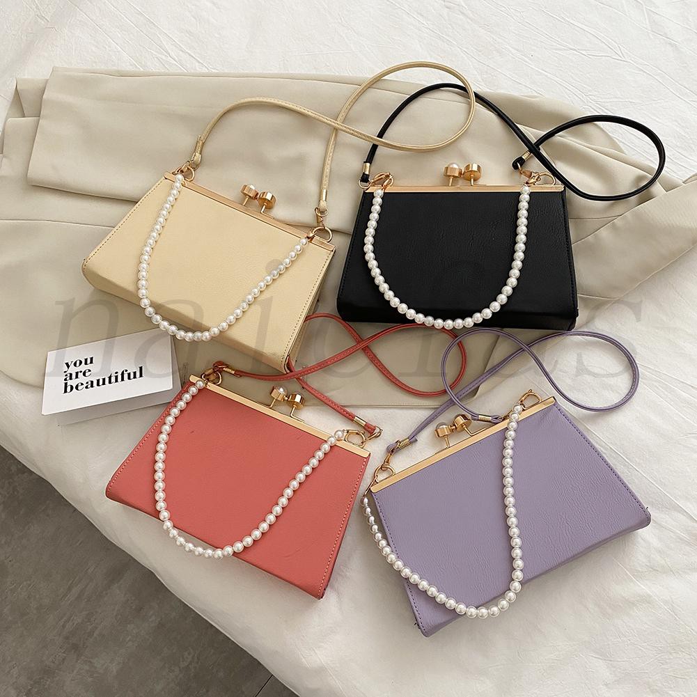 Naicfas Elegant Clip Women Shoulder Bags PU Leather Female Pearl Handbags Clutch