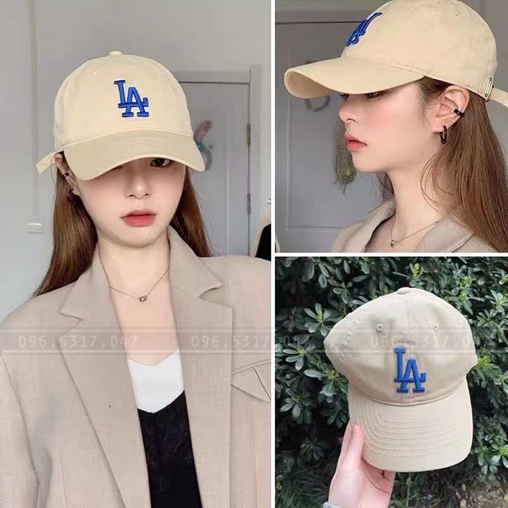 [NEW TREND] Nón Mũ Kết LA NY MLB Màu Be Chuẩn Xuất Rookie Ball LA, Nón Kết Bòng Chày LA Kem