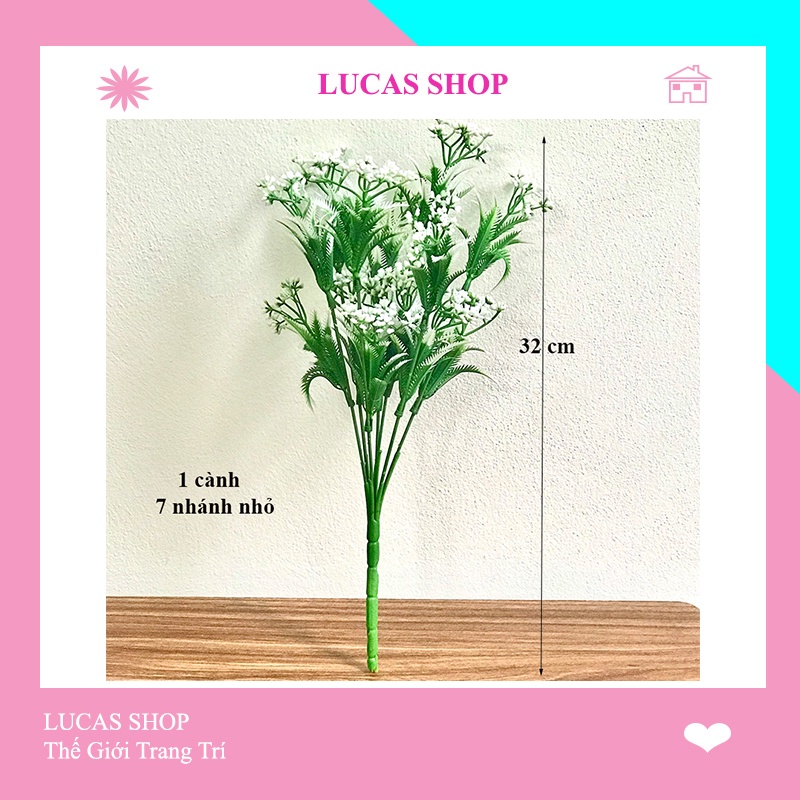 Cành Giả- Cành Điểm Hạt Gạo 32cm 7 Nhánh Trang Trí Nhà Cửa, Decor Lọ Hoa Siêu Xinh