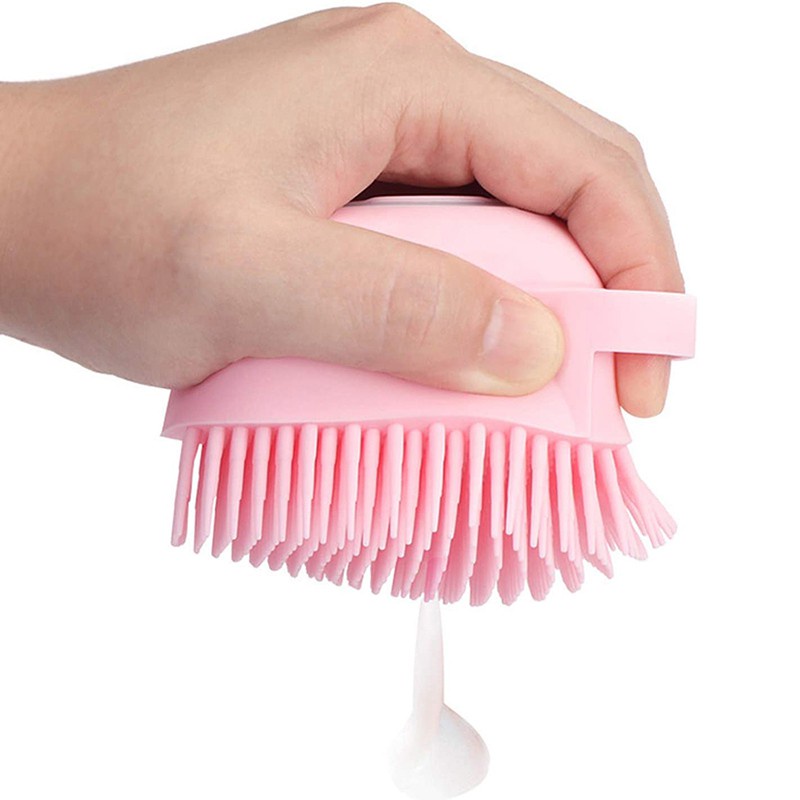 Bàn Chải Tắm Bằng Silicone Mềm Kèm Hộp Đựng Dầu Gội Tẩy Tế Bào Chết Mát Xa Cơ Thể