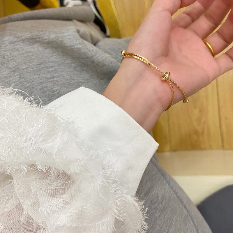 Vòng Tay MAYEBE LAVEND Dây Xích Vàng Phong Cách Hàn Quốc Cổ Điển Cho Cặp Đôi