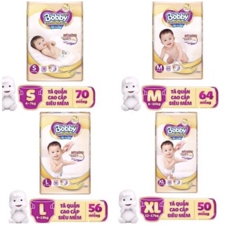 Tã quần cao cấp bobby extra soft dry s70/m64/l56/xl50/xxl44