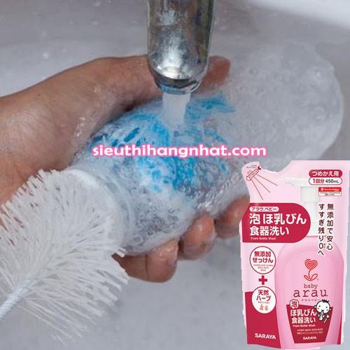 Nước rửa bình sữa Arau baby túi 450ml Hàng Nhật