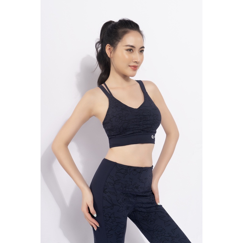 Set Đồ Tập Yoga Livan Sport Blooming Xanh Than Tặng Kèm Mút Ngực Cao Cấp