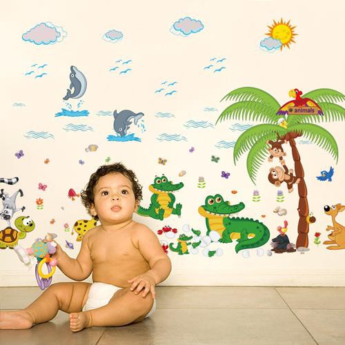 Đề can dán tường cho cho bé các con vật, tranh dán tường cho bé, hình sticker các con vật cho bé trang trí phòng