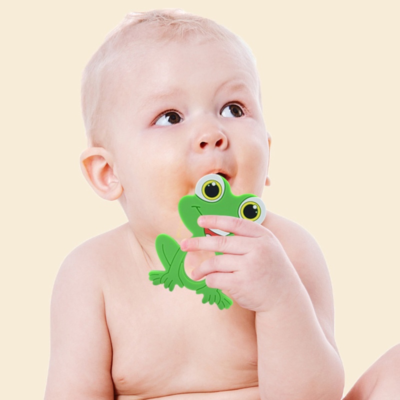 Đồ Chơi Ngậm Nướu Bằng Silicon Hình Ếch Hoạt Hình Dành Cho Bé