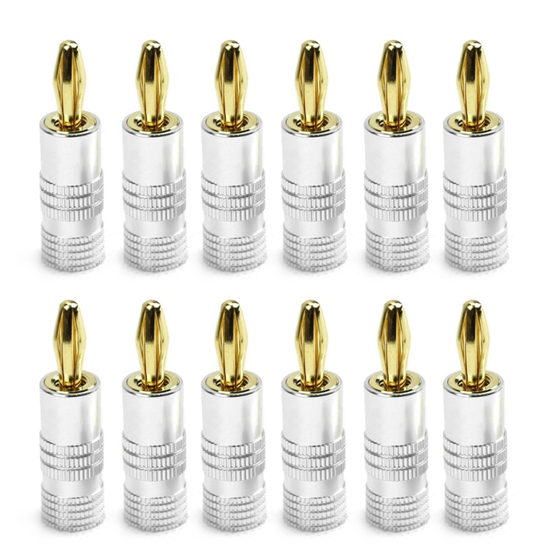 ❤❤ New 12x Golden Nakamichi Speaker Banana Plug Connector Adapter