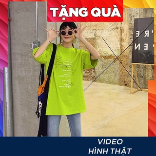 Áo thun tay lỡ nữ freesize phông form rộng Unisex, mặc cặp, nhóm, lớp in CHỮ KÝ XANH CHUỐI