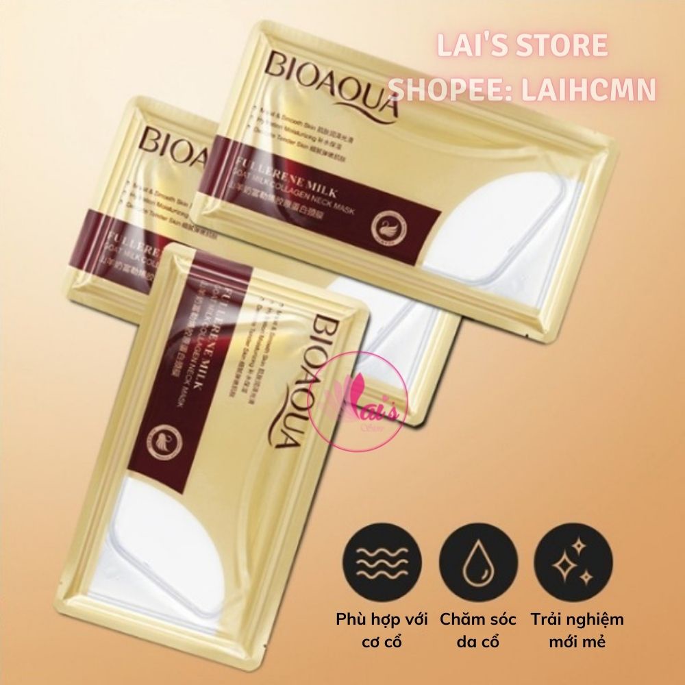Mặt Nạ Cổ Thạch Collagen Chiết Xuất Sữa Dê Bioaqua Làm Mờ Nếp Nhăn Cổ, Trắng Da, Dưỡng Ẩm, Nâng Cơ, Săn Chắc Da Vùng Cổ