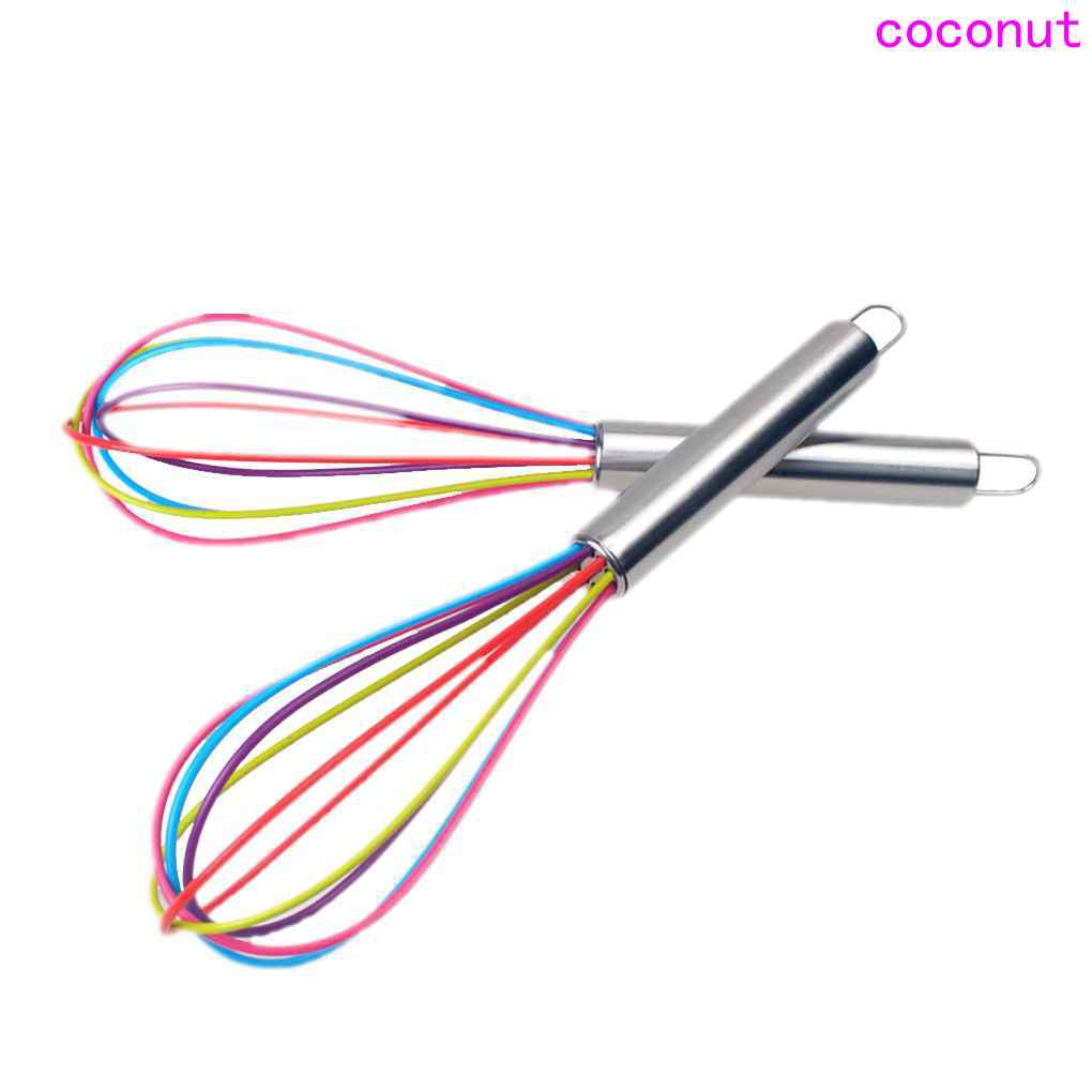 Stainless Steel Hand Shank 5 Wires Silicone Eggs Whisk Kitchen Mixer Egg Beater