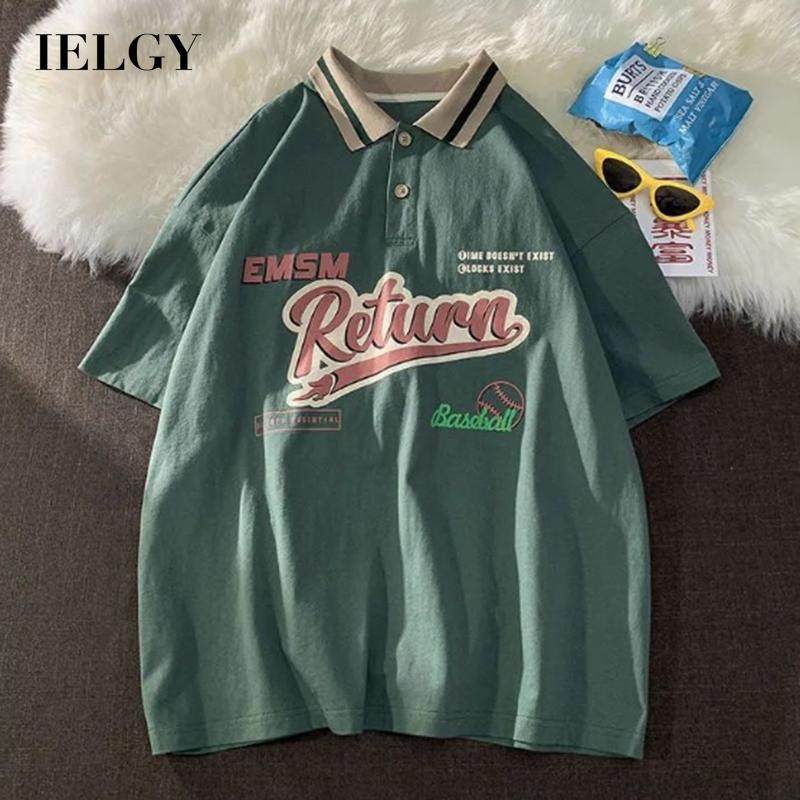 IELGY Áo thun polo tay ngắn phong cách thời trang retro dành cho nữ