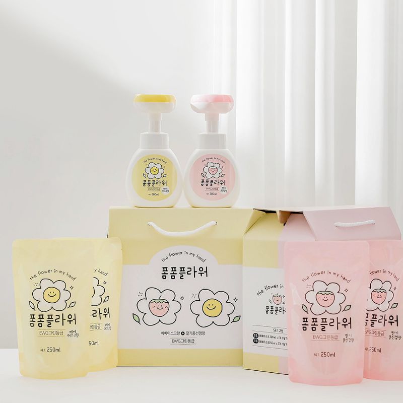 Nước rửa tay Pompom Flower Hàn quốc cho bé từ sơ sinh 50ml/250ml/280ml