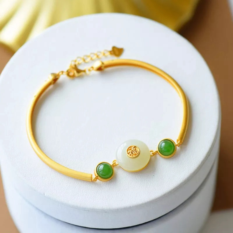 Vòng tay mặt đá phong cách Trung Hoa cổ điển mới cho nữ