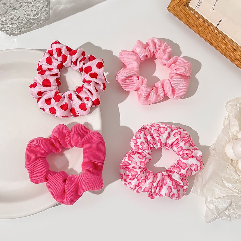 Dây Buộc Tóc Cao Su Co Giãn Màu Hồng Thời Trang Mùa Hè Xinh Xắn Cho Nữ