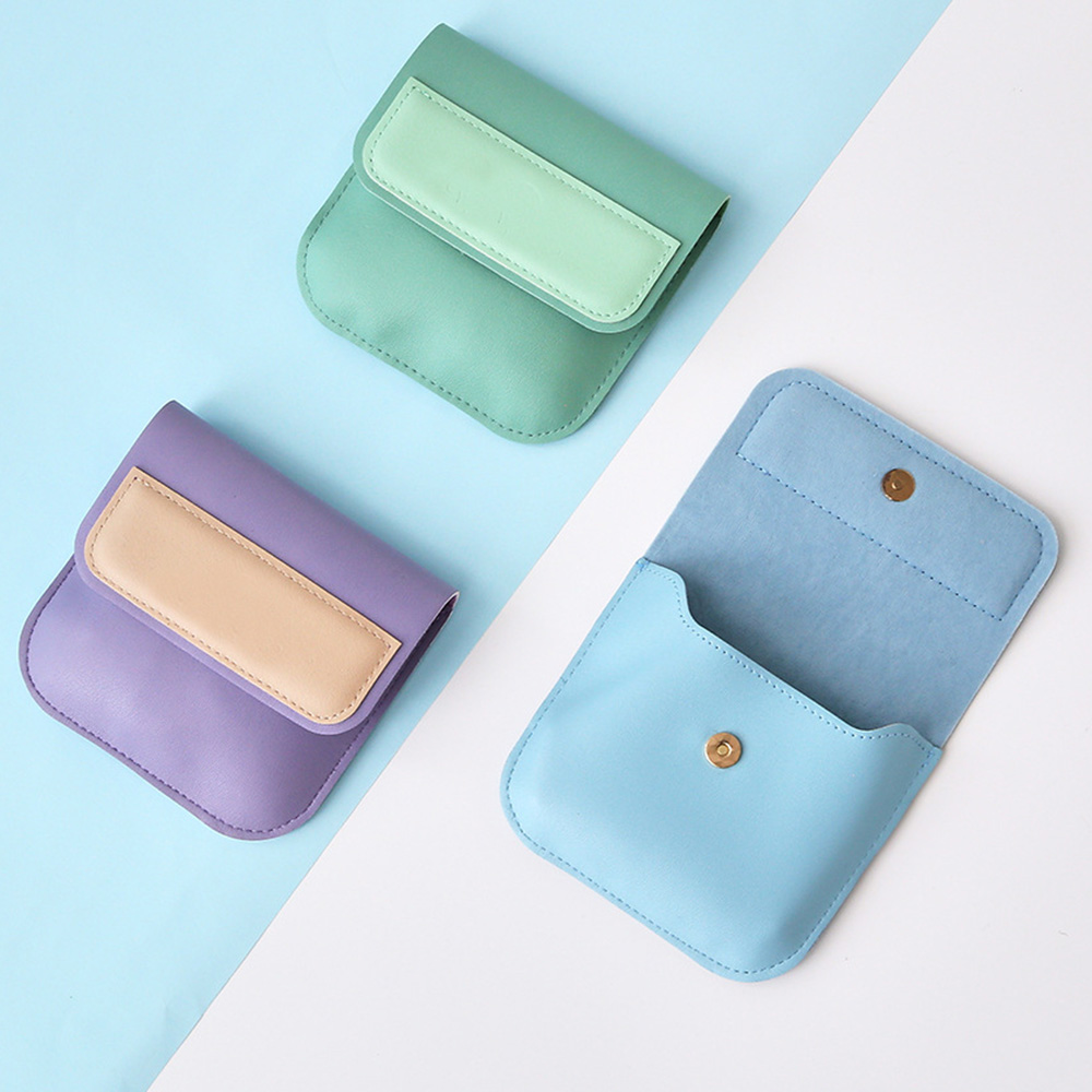 Ví nữ bằng da thiết kế nhỏ gọn màu macaron nhẹ nhàng thanh lịch thiết kế tiện dụng