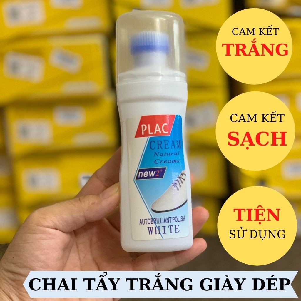 Chai tẩy trắng giày - lọ đánh giày - tẩy giày Plac cream white 100ml cọ nhanh chóng sạch vết bẩn giày dép túi xách TG01