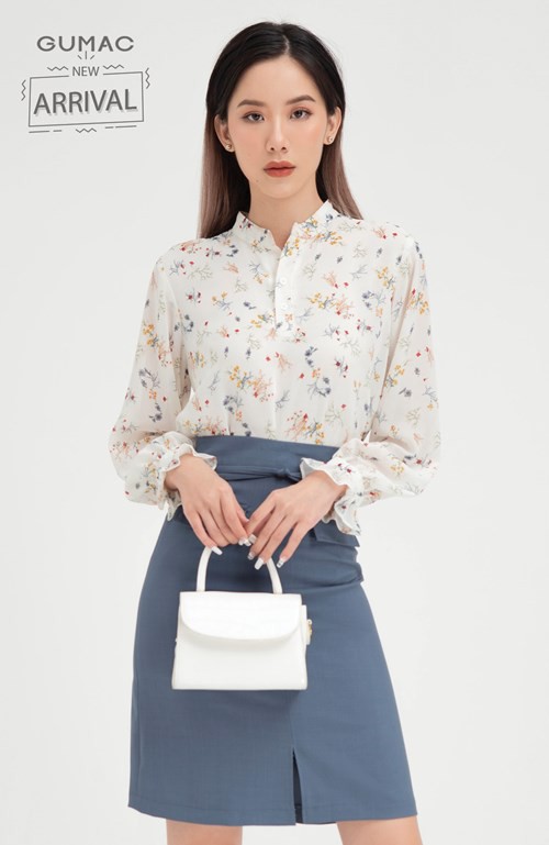 [Mã WABRGU100 giảm 15% đơn 249K tối đa 100k] Áo sơ mi nữ họa tiết hoa GUMAC thiết kế tay dài sang trọng AB493 | BigBuy360 - bigbuy360.vn