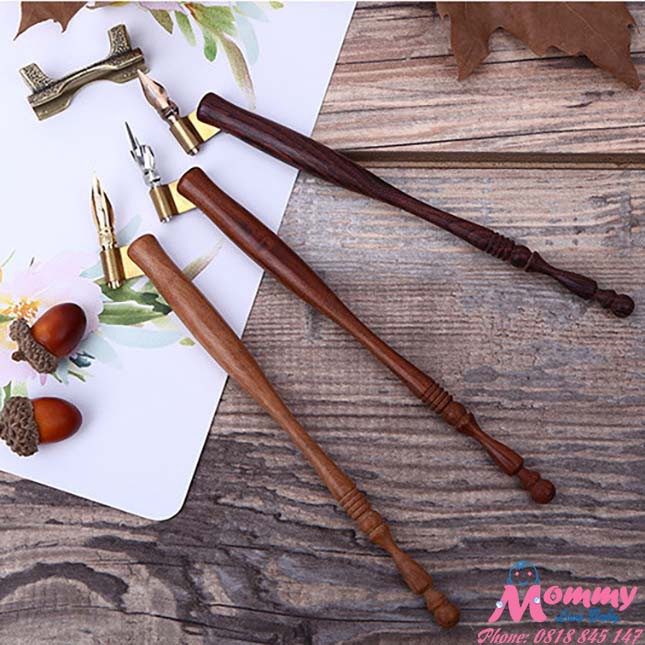 Quản bút chéo, cán dài, gỗ cao cấp, quản bút thư pháp