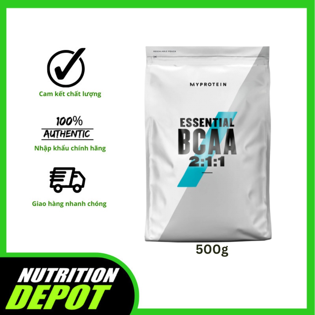 Thực phẩm bổ sung gia tăng sức bền và phục hồi cơ Myprotein Essential BCAA 2:1:1 500g (100 lần dùng) - Nutrition Depot