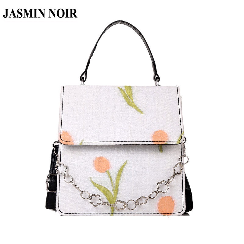 Túi xách JASMIN NOIR đeo chéo vải canvas phối dây xích thời trang cho nữ