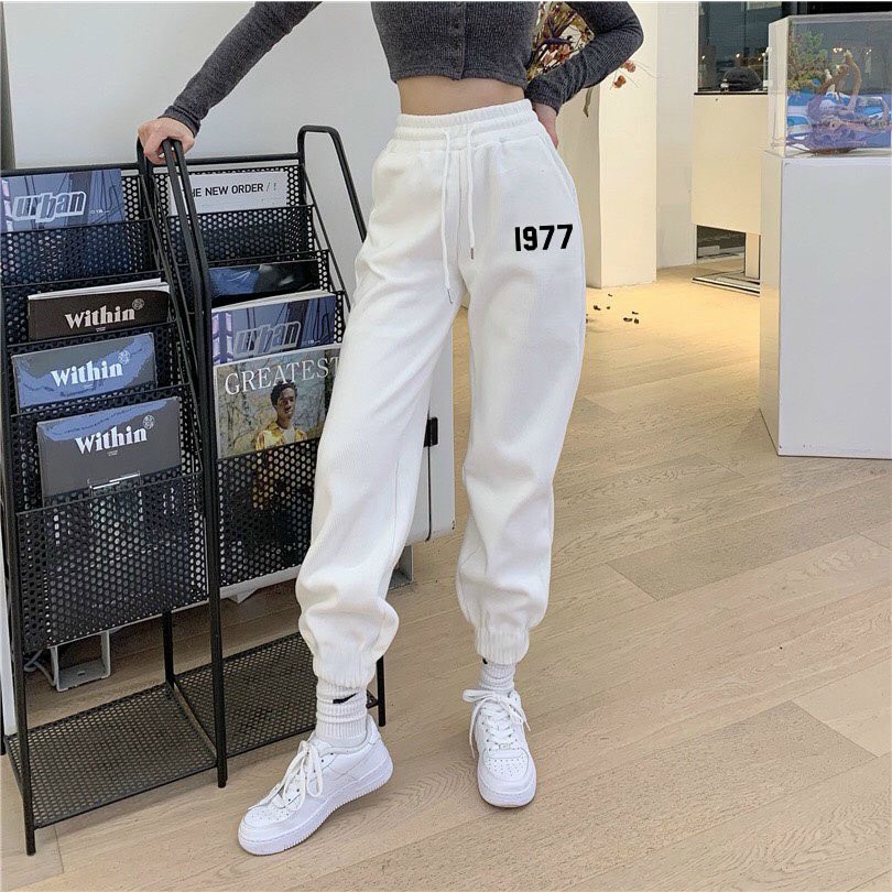 Bộ Nỉ Dài Tay Thể Thao 1977 - Set Đồ Gồm Áo Hoodie Có Nón Và Quần Jogger Unisex Nữ Dáng Dài 4 màu