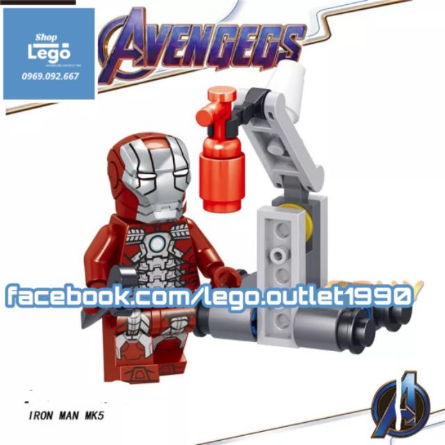 Xếp hình Iron man Captain America MK5 MK1 MK41 MK50 Ant Man Avengers Endgame Lego Minifigures Lele D165 d172