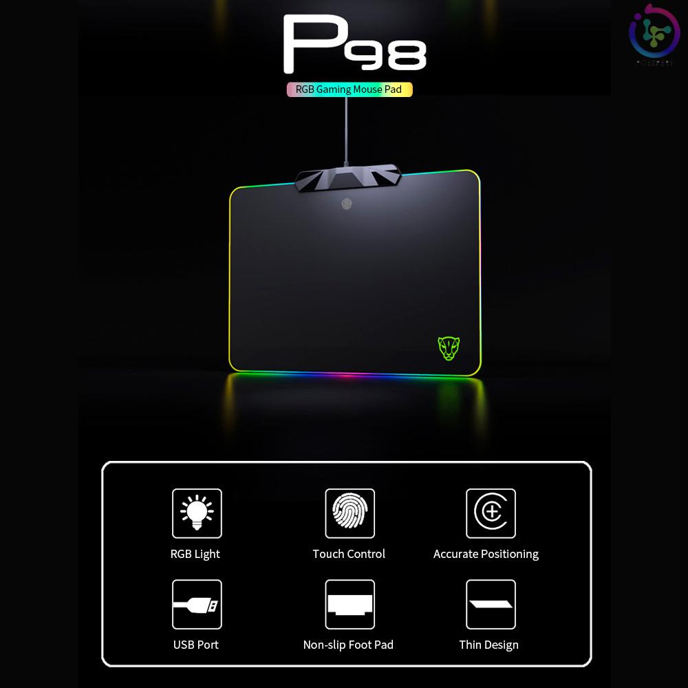 Motospeed P98 RGB Mouse Pad 350 * 250 * 3.5mm Capacitive Touch Switch USB Wired LED RGB Colorful Lighting Gaming Mousepad Mouse Pad Mice Mat for Laptop Computer