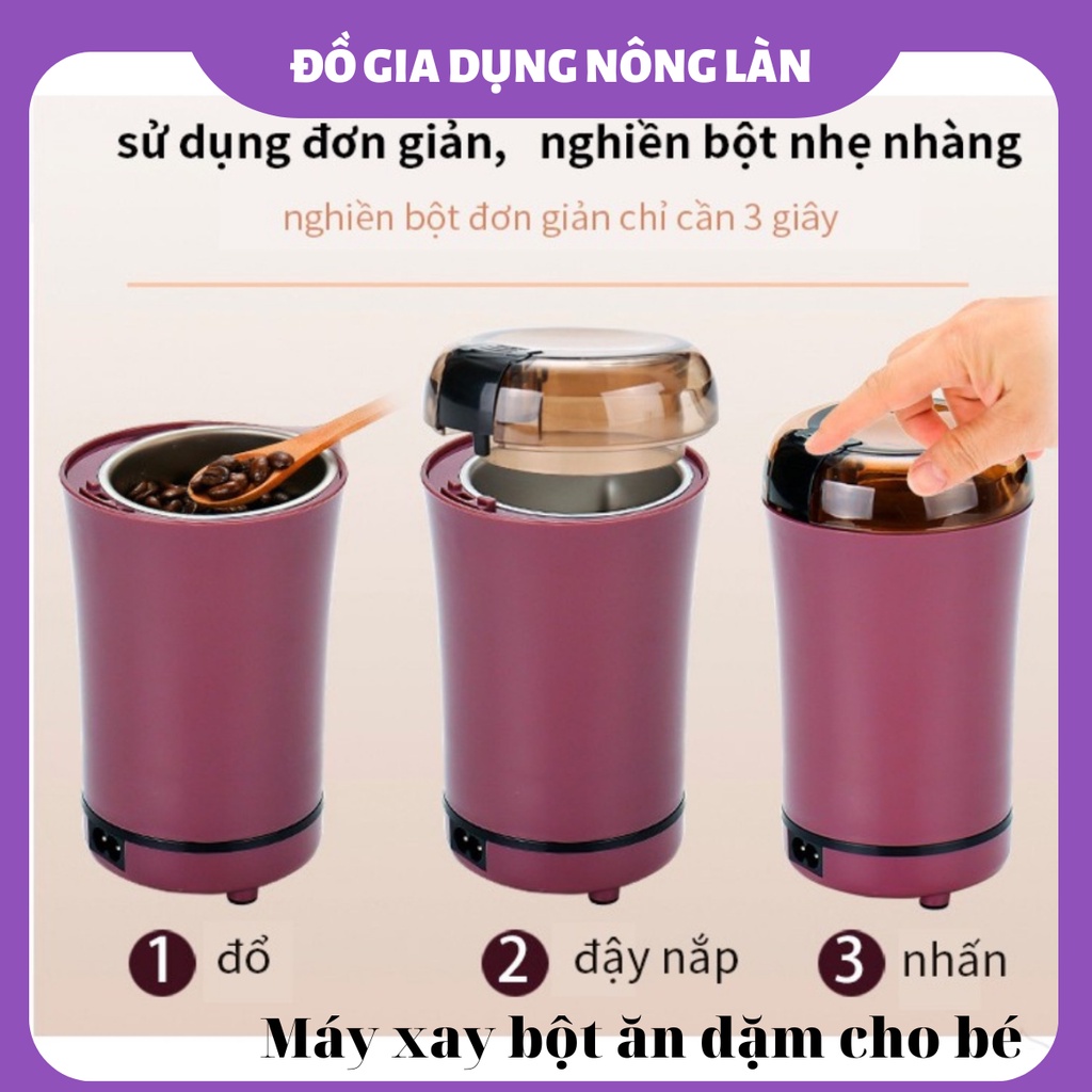 Máy xay ăn dặm mini cho bé xay bột xay cháo gạo đậu, máy xay thức ăn cho bé Nghiền Đồ Ăn Dặm Ngũ Cốc Hương Liệu Gia Vị