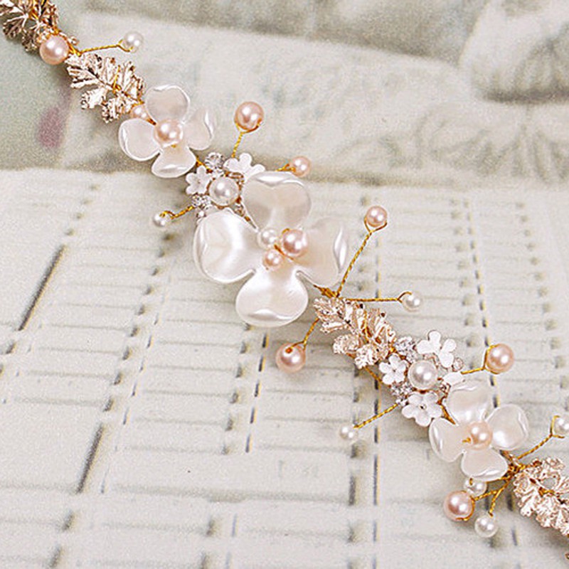 Cài tóc đính đá và ngọc trai giả thanh lịch dành cho cô dâu