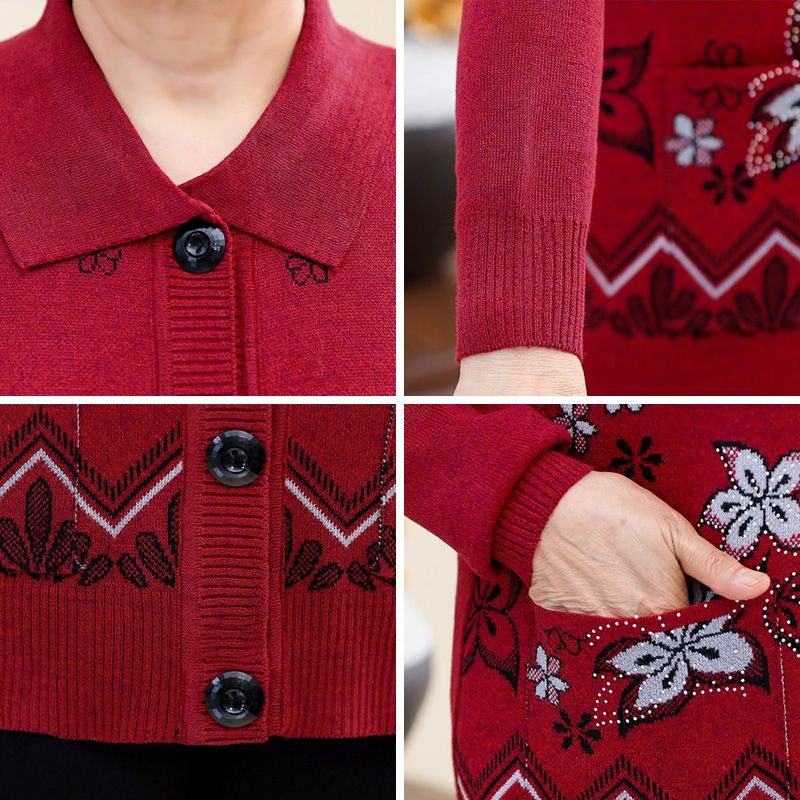 Áo khoác len ấm cho người già cao tuổi_ áo len trung niên cổ bẻ sang trọng cho bà | BigBuy360 - bigbuy360.vn