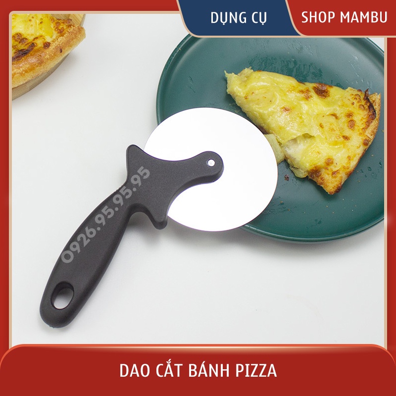 Dao cắt bánh Pizza - Dụng cụ cắt bánh Pizza lưỡi tròn tay cầm đen - Dụng cụ làm bánh