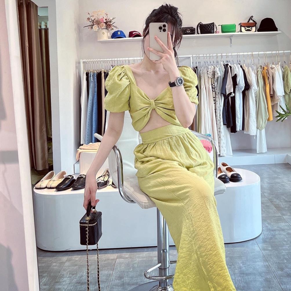 [ 𝐅𝐑𝐄𝐄 𝐒𝐇𝐈𝐏 ]   SÉT BỘ SOẮN NGỰC HỞ LƯNG MIX QUẦN ỐNG RỘNG