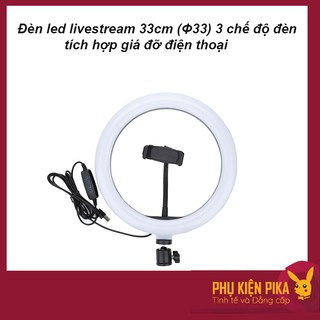 Đèn led livestream 33cm (Φ33) 3 chế độ đèn tích hợp giá đỡ điện thoại