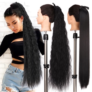 Tóc giả đuôi ngựa dài 85cm uốn xoăn phối ruy băng