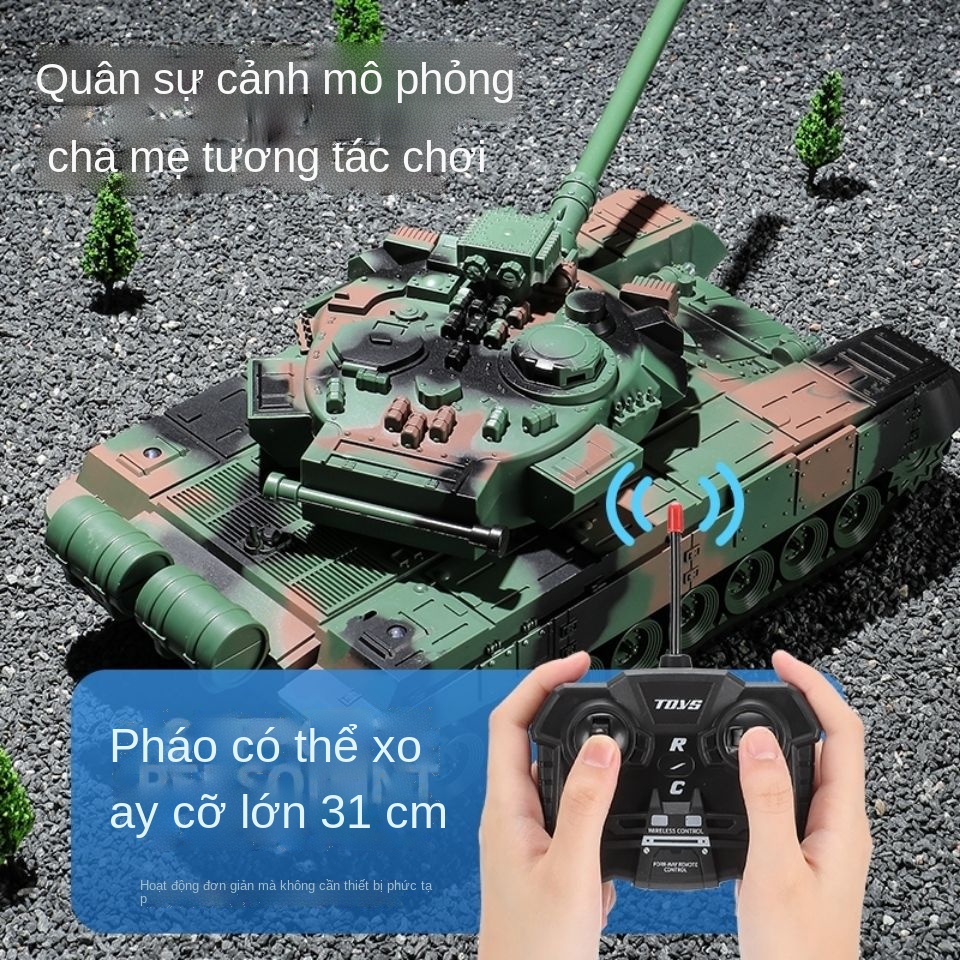 ☑✾Trẻ em điều khiển từ xa xe tăng đồ chơi ô tô điều khiển từ xa mô hình quân sự quân đội màu xanh lá cây xe bọc thép xe